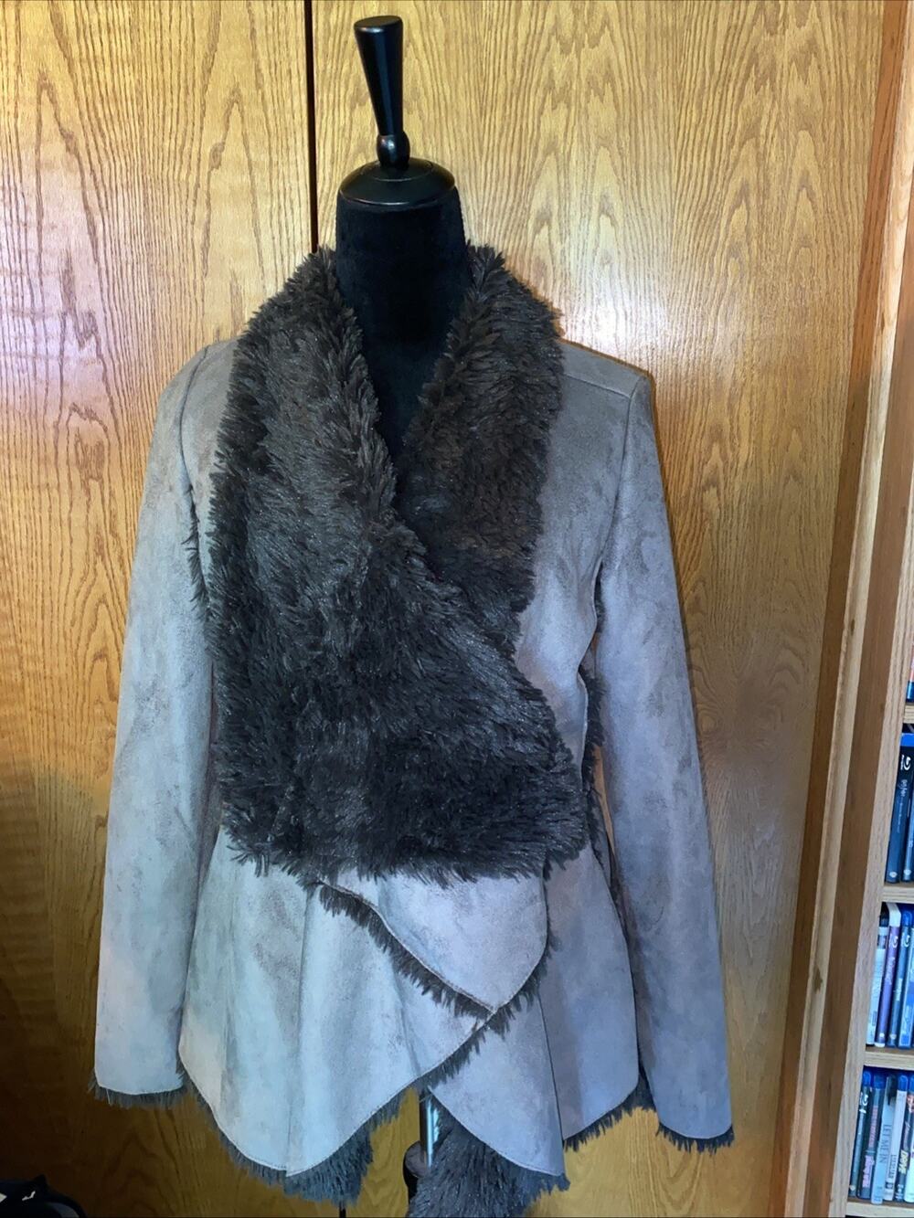 Fever Gray Furry Patchwork Style Jacket Medium